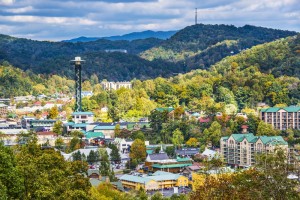Aerial view of Downtown Gatlinburg TN