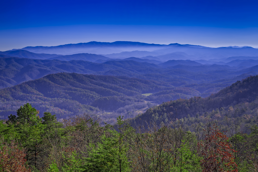 Late fall view of the Smoky Mountains