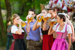 group enjoying Oktoberfest at Ober Gatlinburg